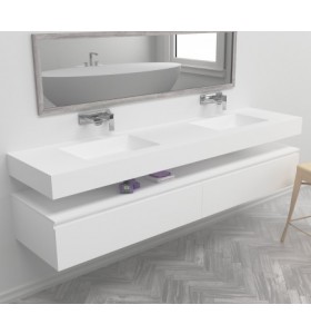 Square Corian® Doppel Waschtisch Wandmontiert 