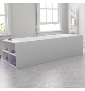 Stuttgart Maßgeschneiderte Eckbadewanne aus Corian® mit Eingebautem Regal
