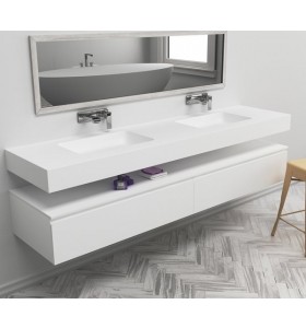 Toronto Corian® Doppel Waschtisch Wandmontiert