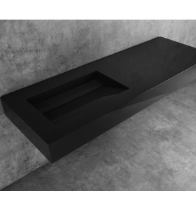 Alabama Hi-Macs® Einzel-waschtisch Wandmontiert - Intense Ultra Black