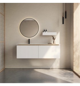 Corian®-Waschtisch mit Becken & 3D-MDF-Badschrank | 2 Schubladen