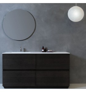 Corian®-Waschtischplatte mit bodenstehendem Badezimmermöbel aus natürlichem Eichenholz | 4 Schubladen