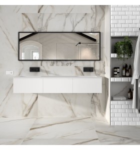 Corian®-Waschtischplatte mit Unterschrank | 3 Schubladen Ausgerichtet