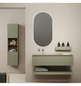 Hi-Macs®-Waschtisch & schwebender 3D-MDF-Badschrank mit lackiertem MDF-Regal