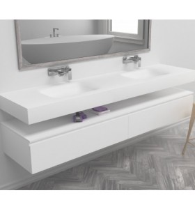 Nevada Corian® Doppel Waschtisch Wandmontiert 