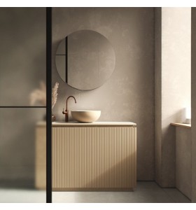 Solid Surface-Waschtisch mit Becken + bodenstehender 3D-MDF-Badschrank mit 1 oder 2 Schubladen