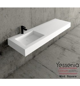 Square Corian® Einzel-waschtisch Wandmontiert 