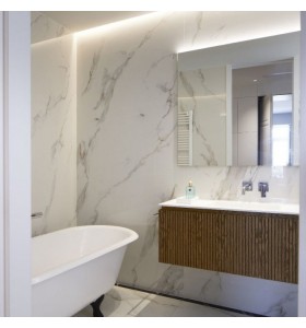 Corian®-Waschtischplatte mit Unterschrank aus Eichenholz mit 3D-Textur | 1 oder 2 Schubladen